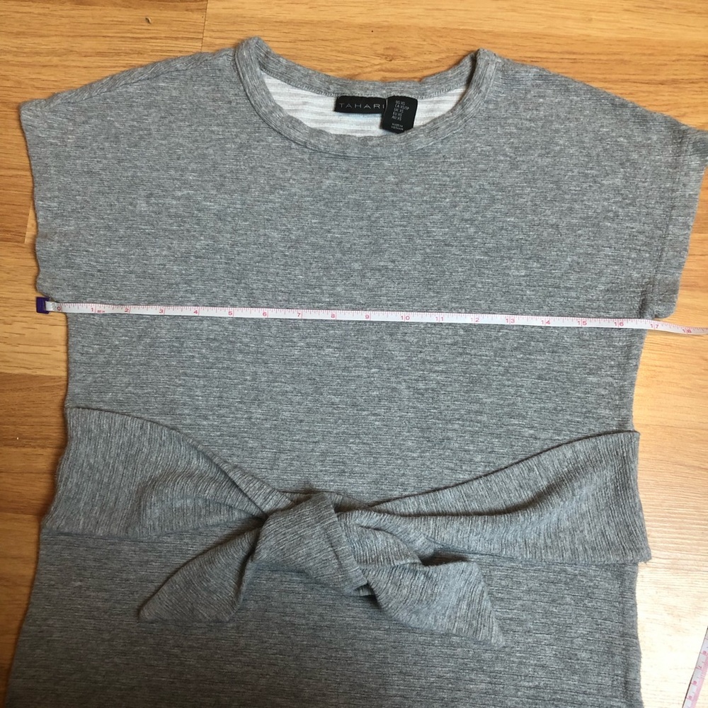 TAHARI sweater shirt grey knot tie shirt sleeve XS - Picture 13 of 14